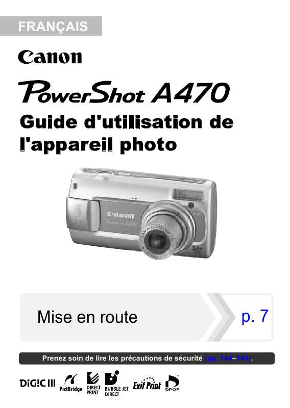 Notice CANON POWERSHOT A470 appareil photo Trouver une solution à un